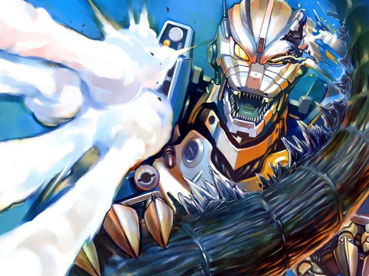 Mechagodzilla, the ultimate metallic titan, unleashes its power. Wallpaper