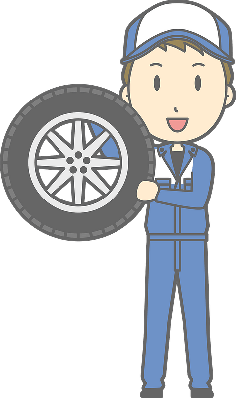 Mechanic Holding Tire Clipart PNG