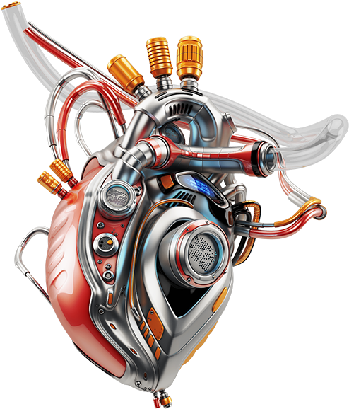 Mechanical Cybernetic Heart Illustration PNG