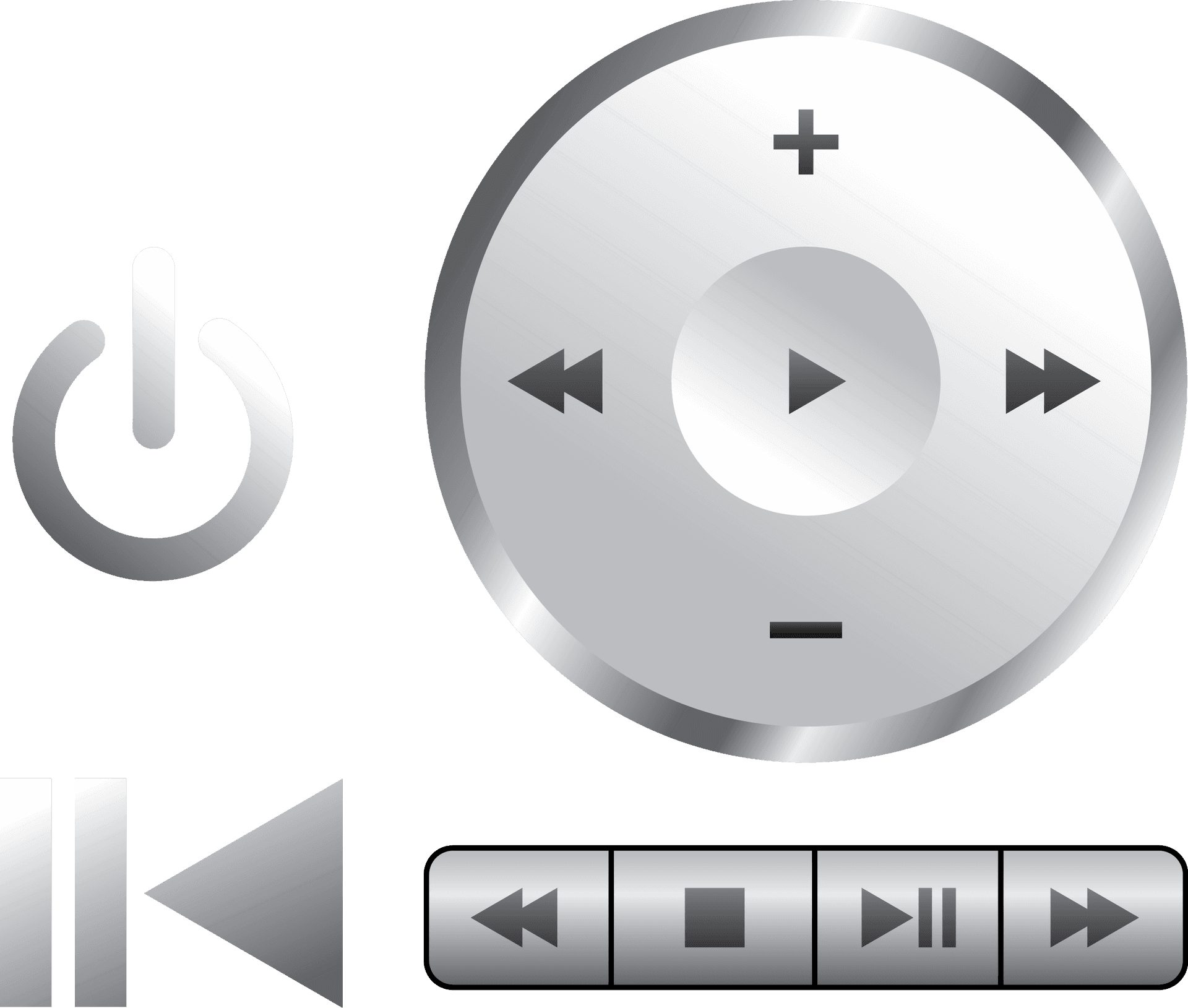 Media Control Icons Set PNG