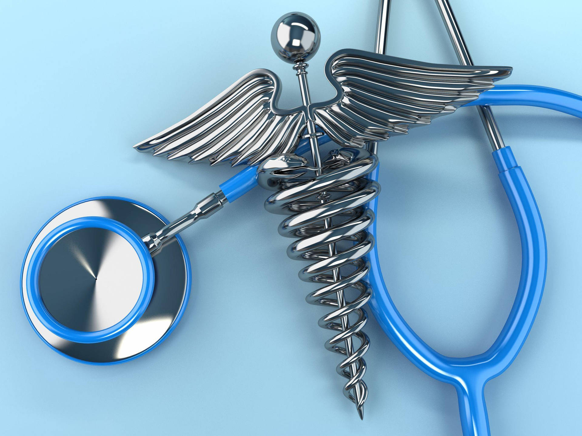 Medical Badge With Blue Stethoscope Wallpaper