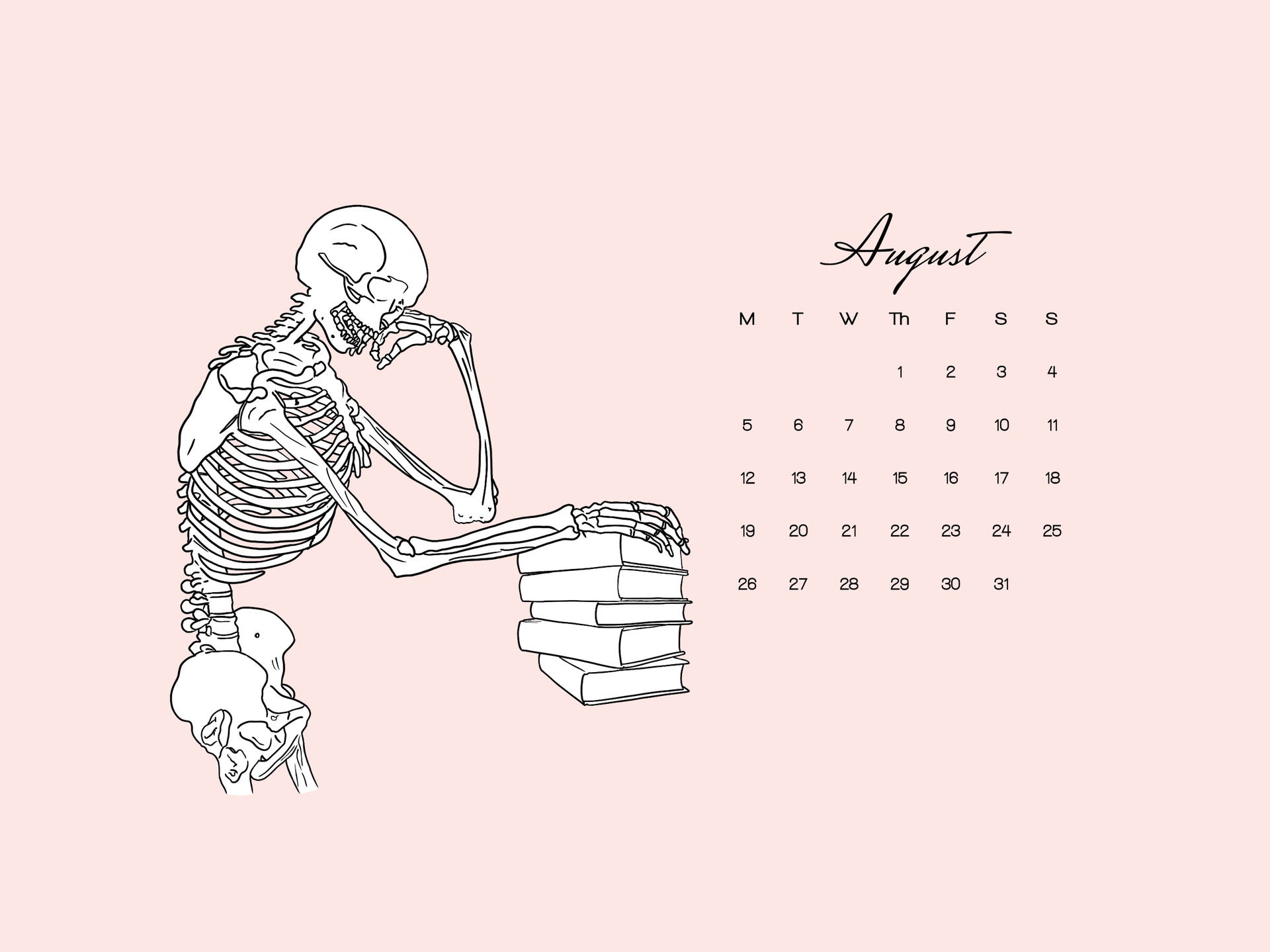 Medical Motivation Skeleton August Calendar Wallpaper