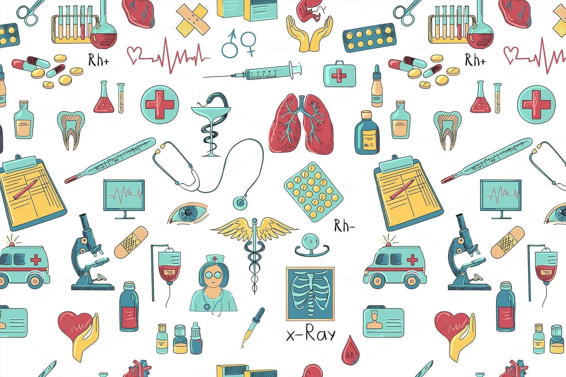 Medical Profession Doodles Pattern Wallpaper