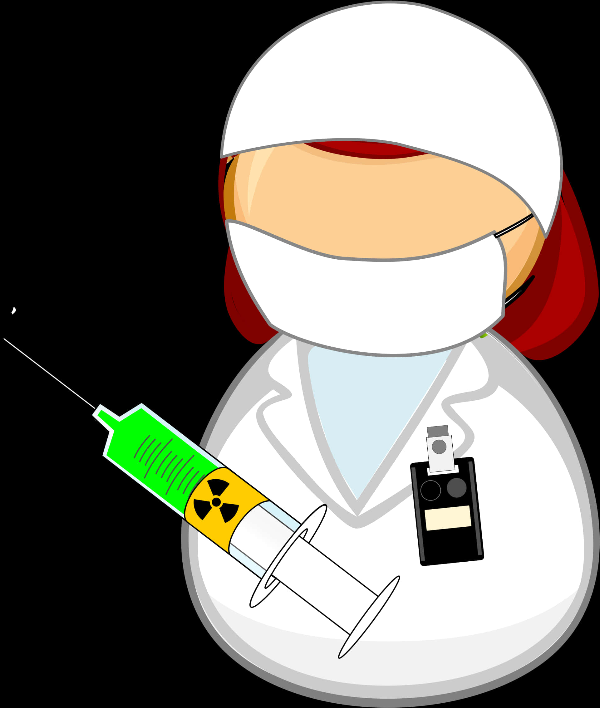 Medical Professional Cartoonwith Syringeand Vial PNG