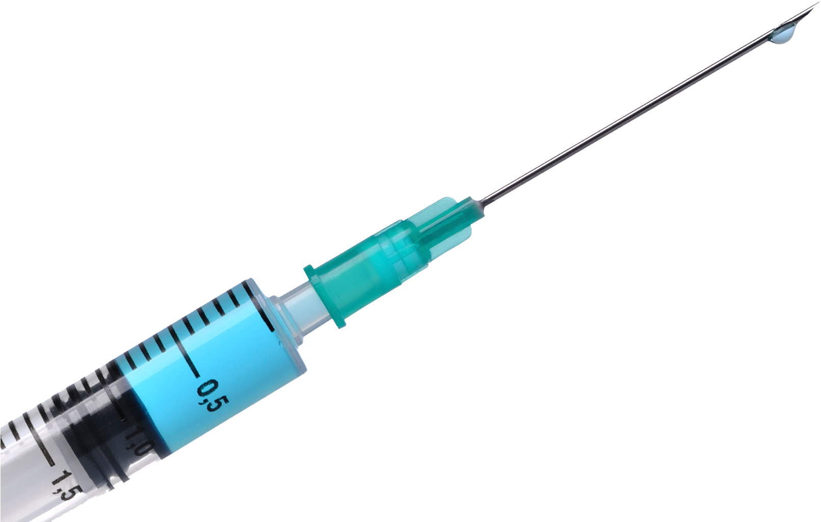 Medical Syringe With Droplet On Needle PNG