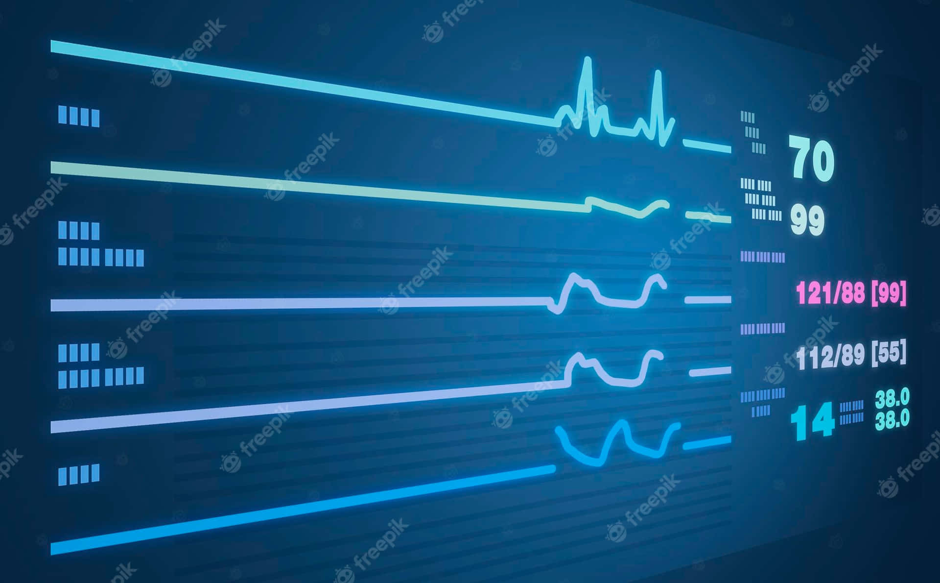 Medical Vital Signs Displays On Monitor Wallpaper