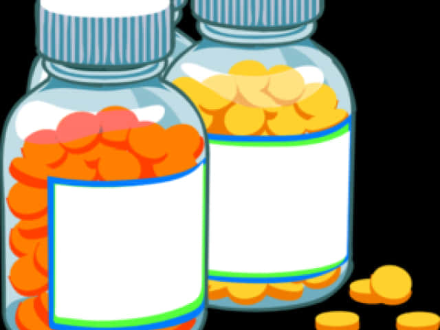 Medication Bottles Vector Illustration PNG
