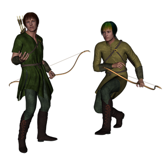 Medieval Archer Duo3 D Render PNG