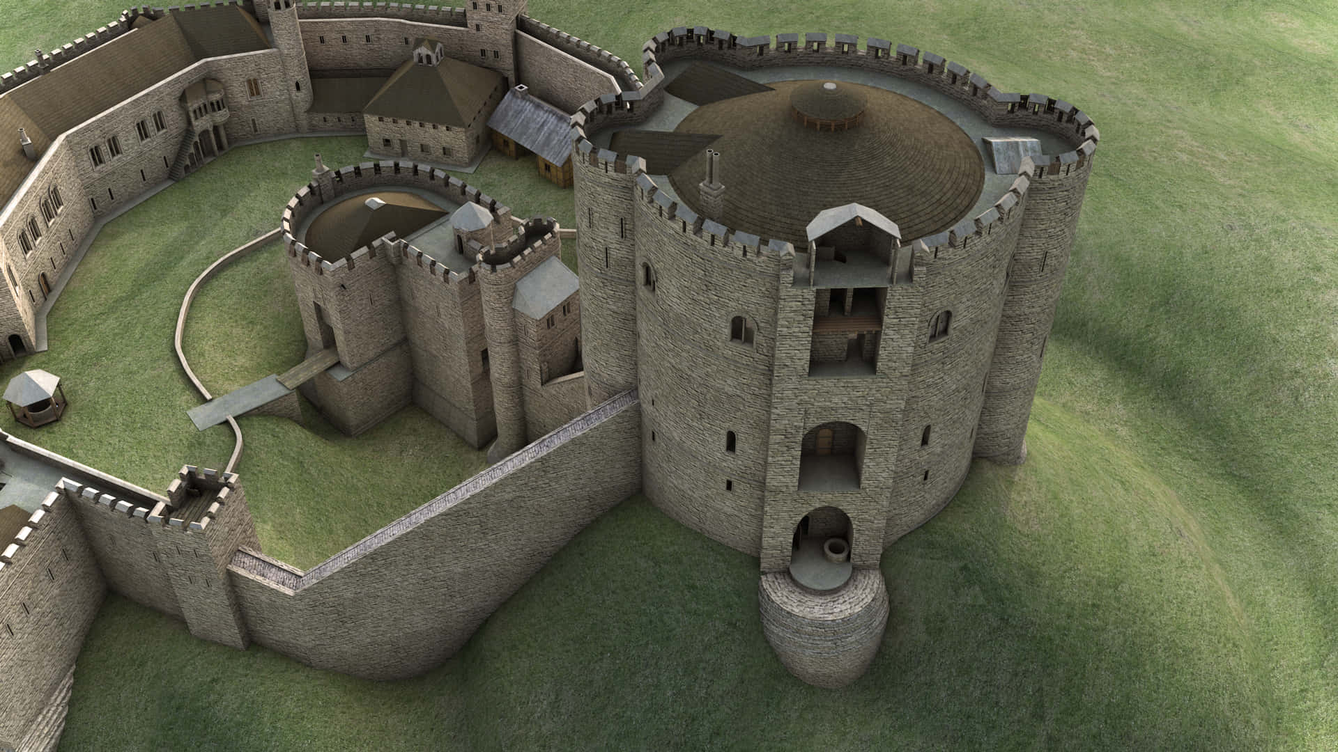 Medieval Castle Aerial View Wallpaper