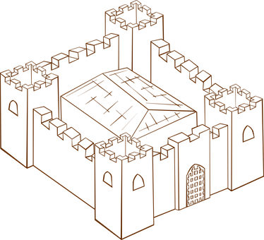 Medieval Castle Outline PNG