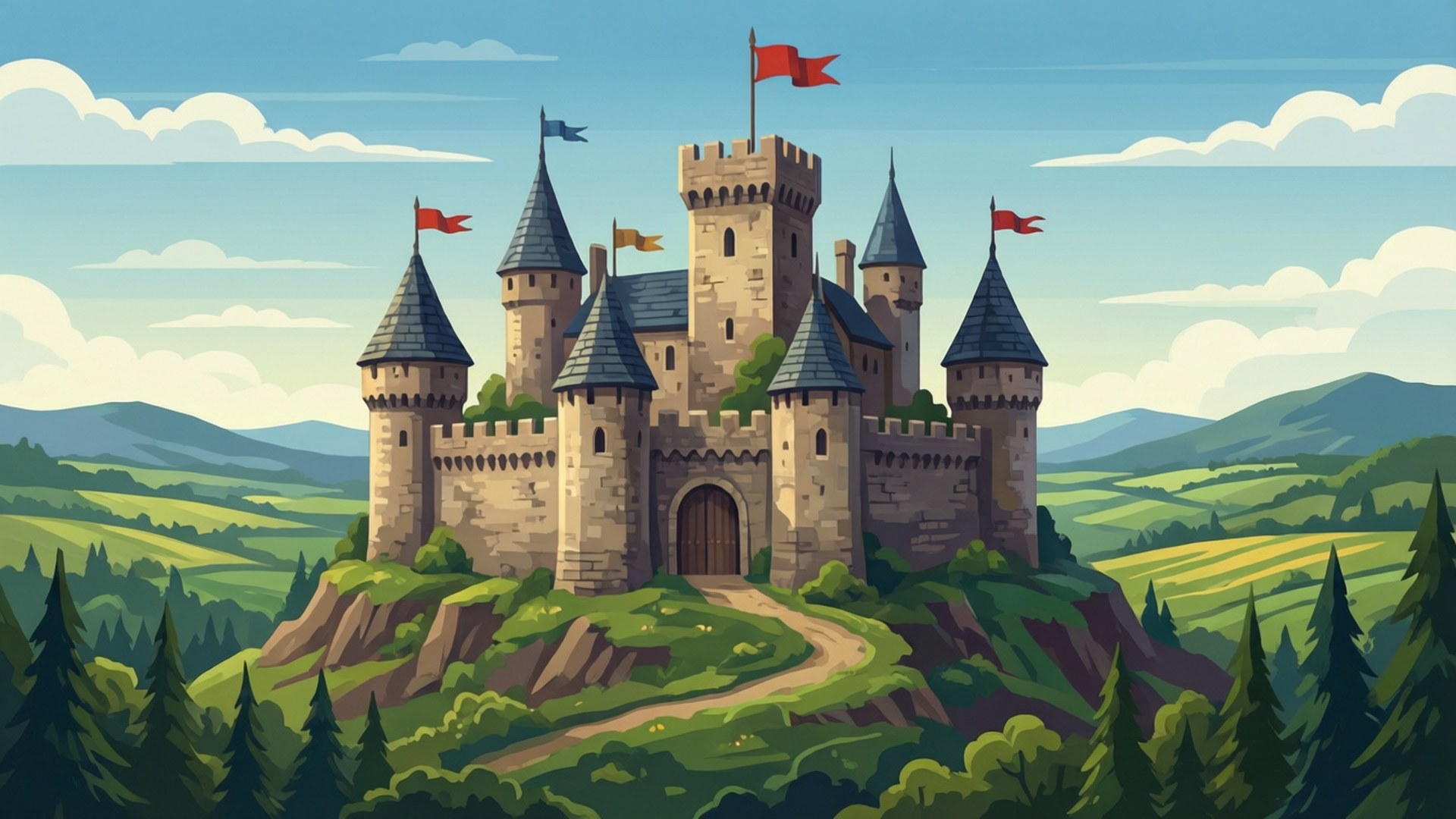 Middelalderborg vektor Wallpapers