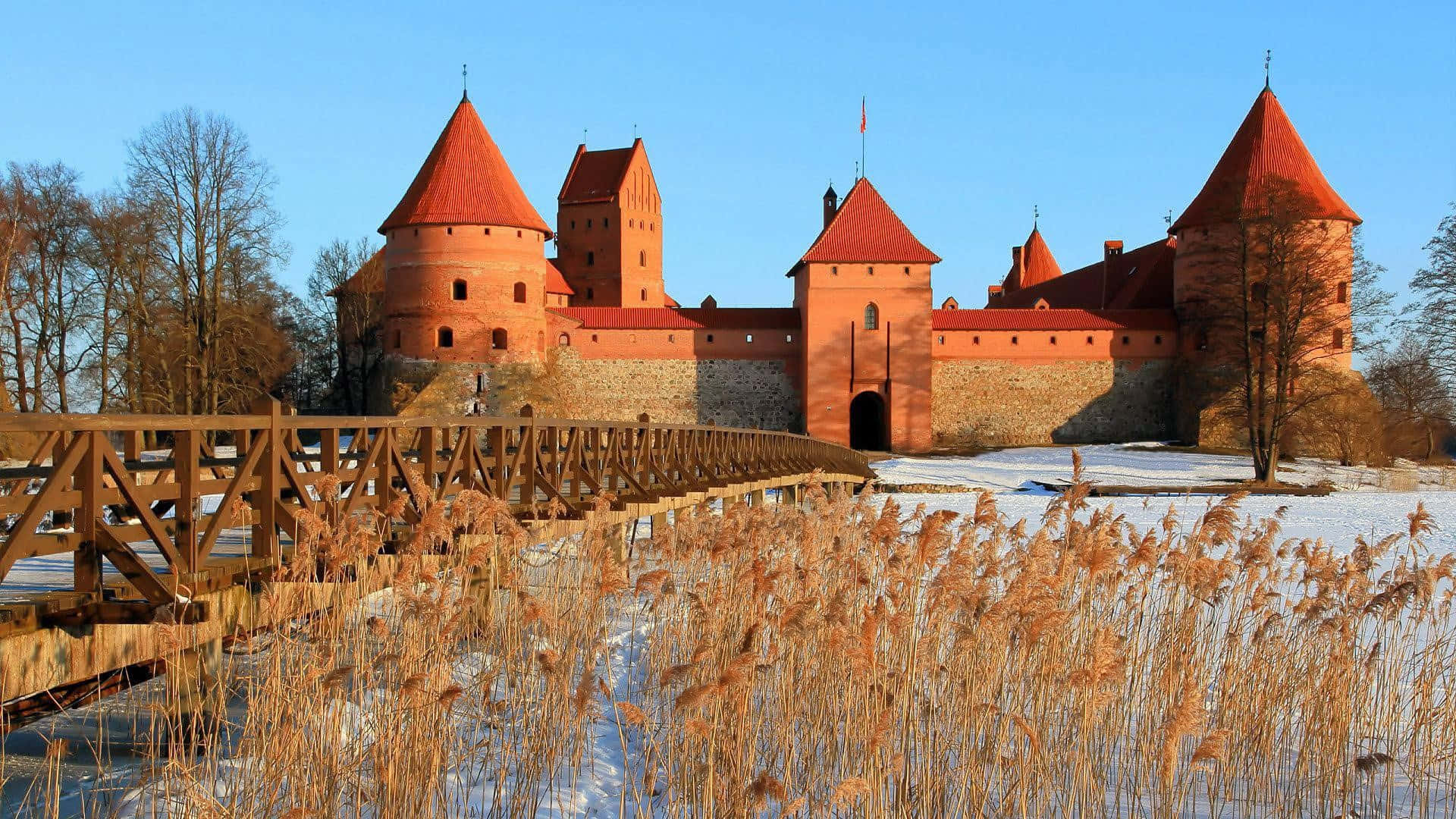 Medieval Castle Winter Scene Wallpaper