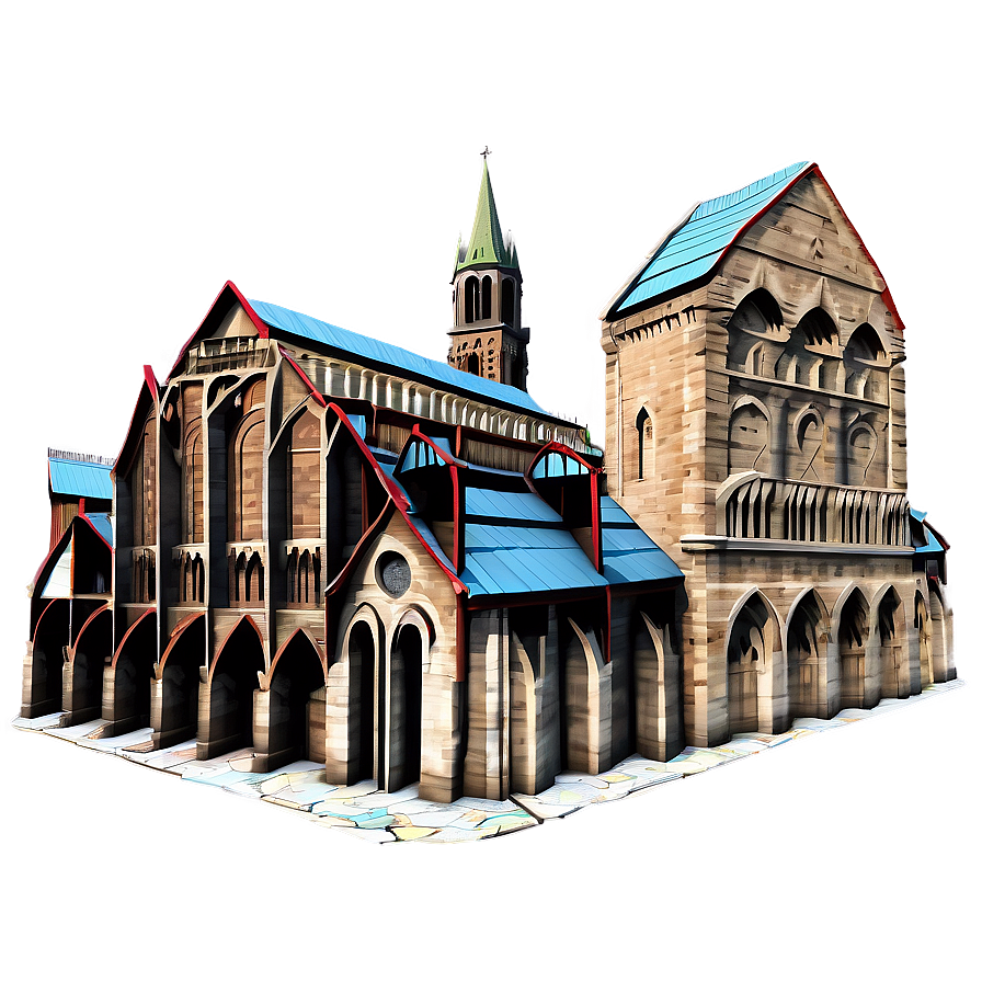 Medieval Cathedral Architecture Png 06232024 PNG