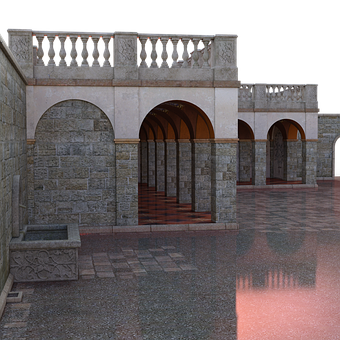 Medieval Courtyard3 D Rendering PNG