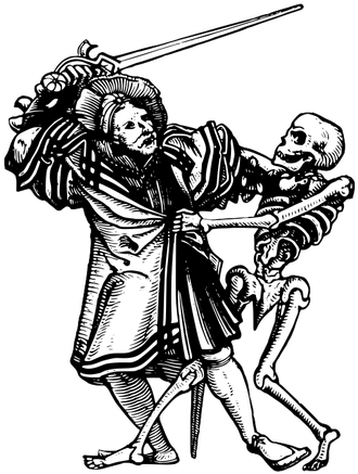 Medieval Duel Between Manand Skeleton PNG