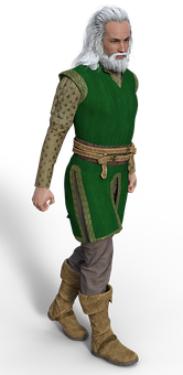 Medieval Fantasy Elder Man3 D Model PNG