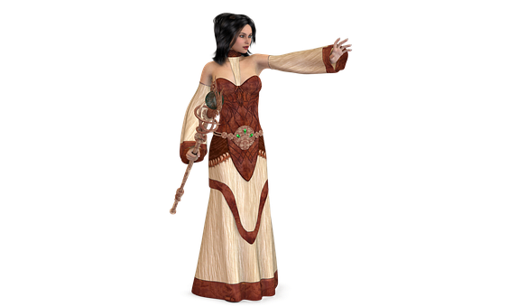 Medieval Fantasy Womanwith Staff PNG