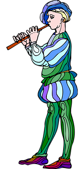 Medieval Flute Player Illustration PNG