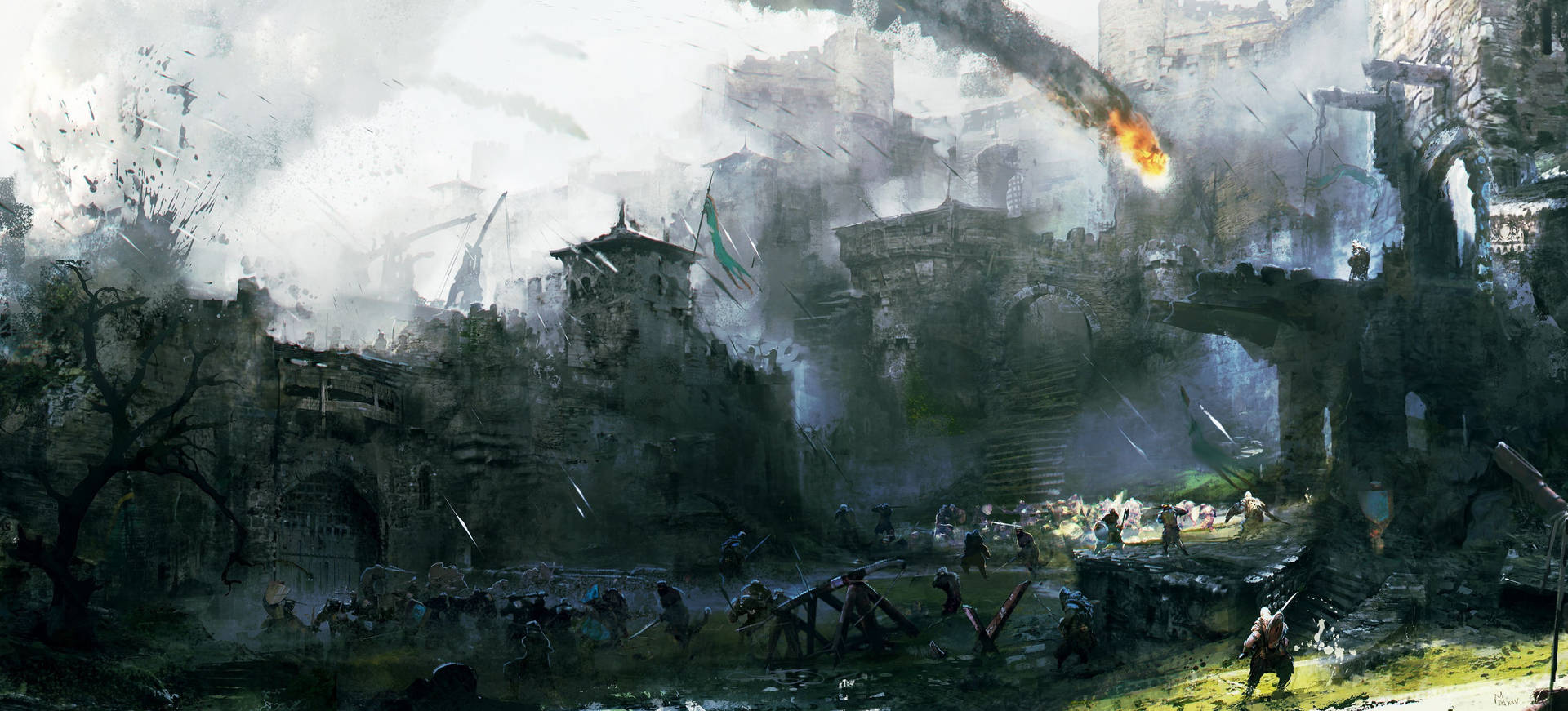Knights engage in a Siege of Medieval Proportions Wallpaper