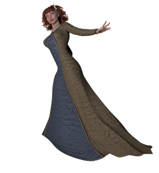 Medieval Gown3 D Model PNG