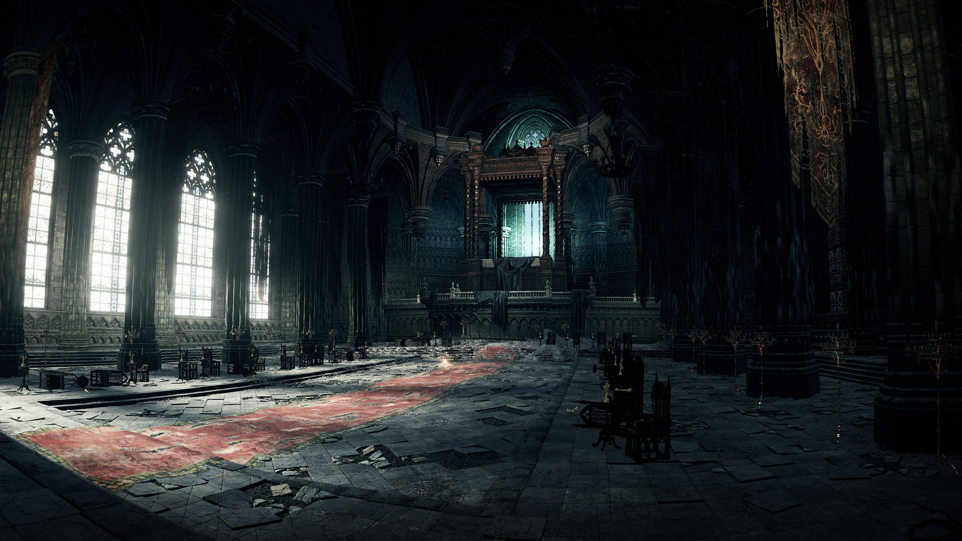 Medieval Irithyll Cathedral Interior Wallpaper
