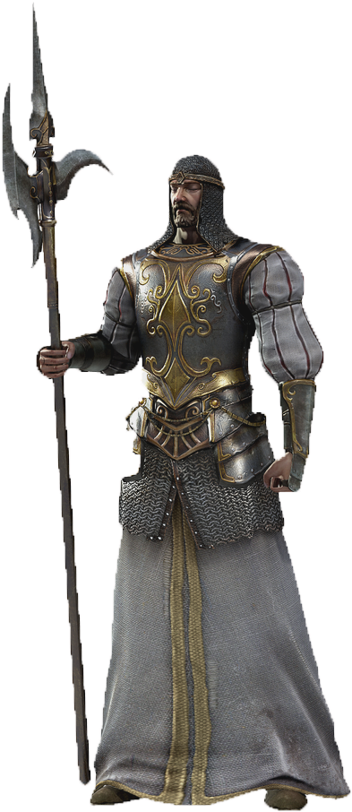 Medieval Knight Halberdier Figurine PNG