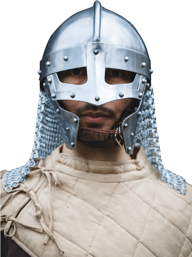 Medieval Knight Helmet Portrait PNG