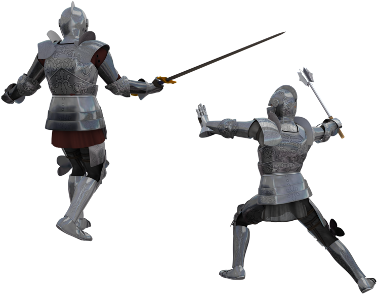 Medieval Knights Duel3 D Render PNG