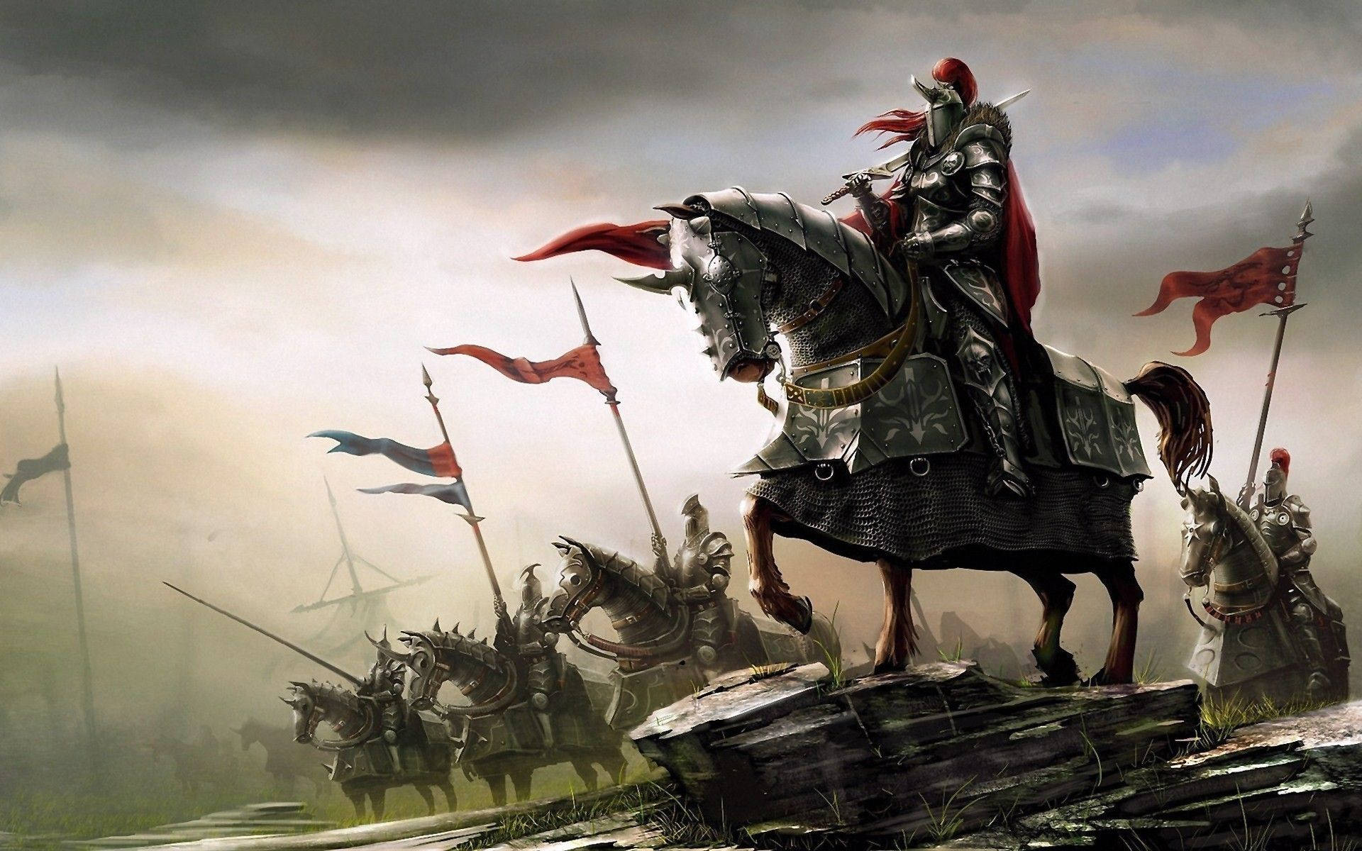 Knights on Horseback in the Medieval Period Wallpaper