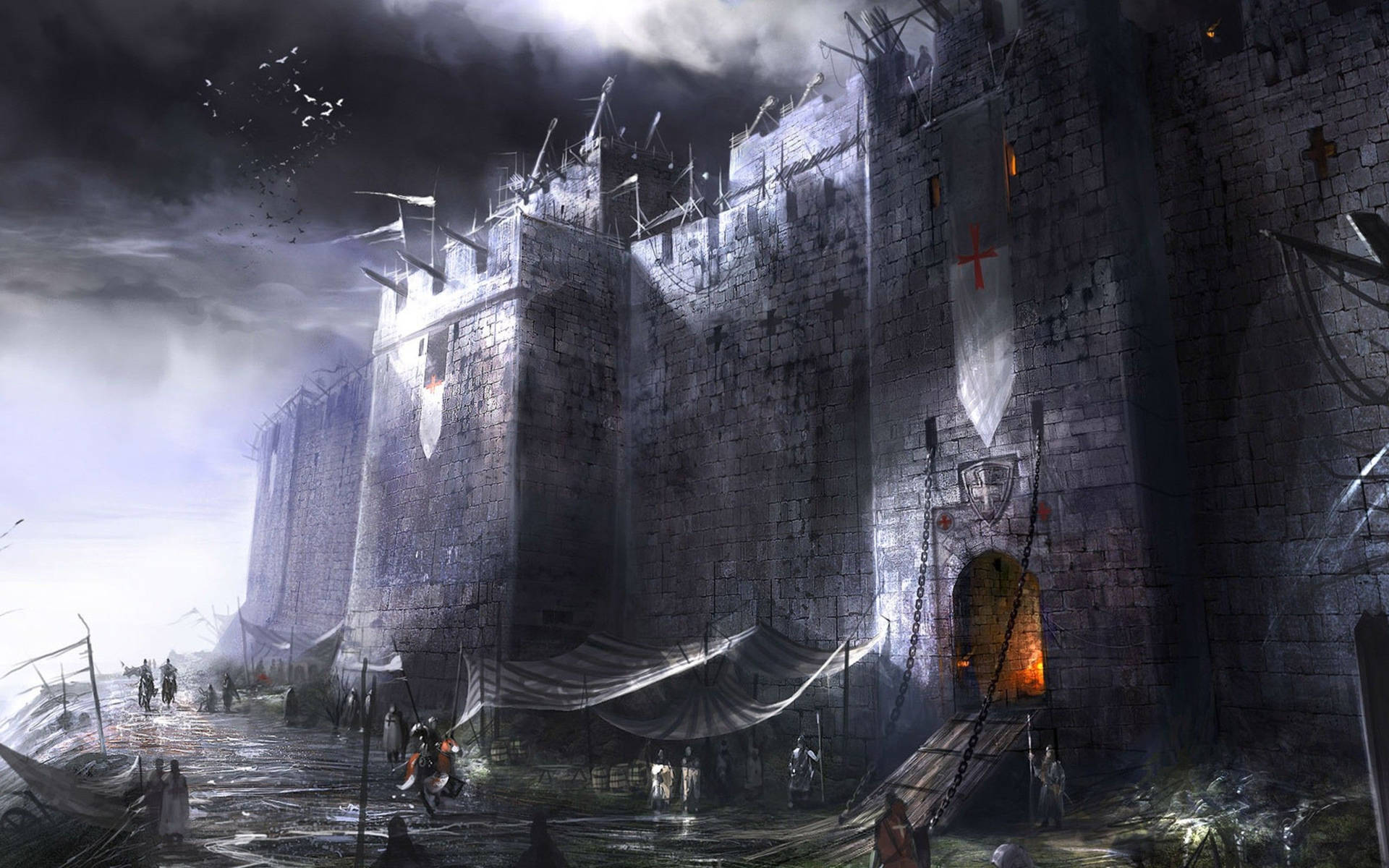 Knights Templar Fortress Wallpaper