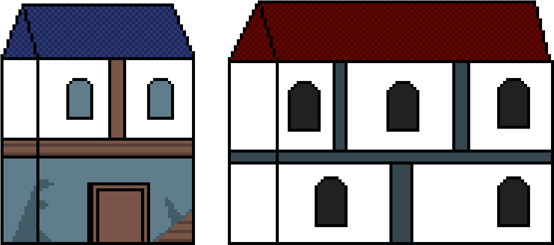Medieval Pixel Art Townhouses PNG