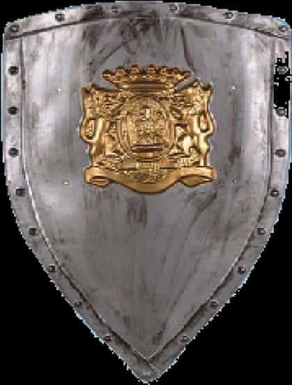 Medieval Shieldwith Golden Crest PNG
