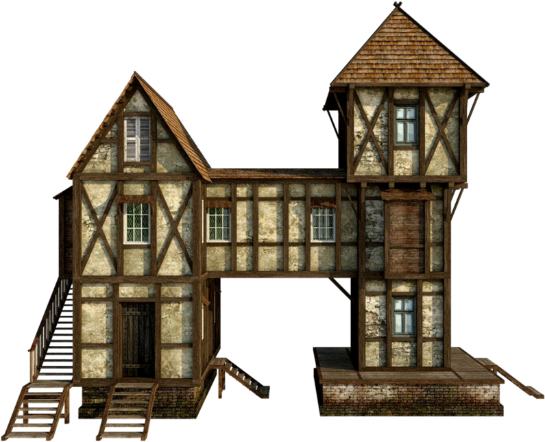 Medieval Timber Framed House3 D Model PNG