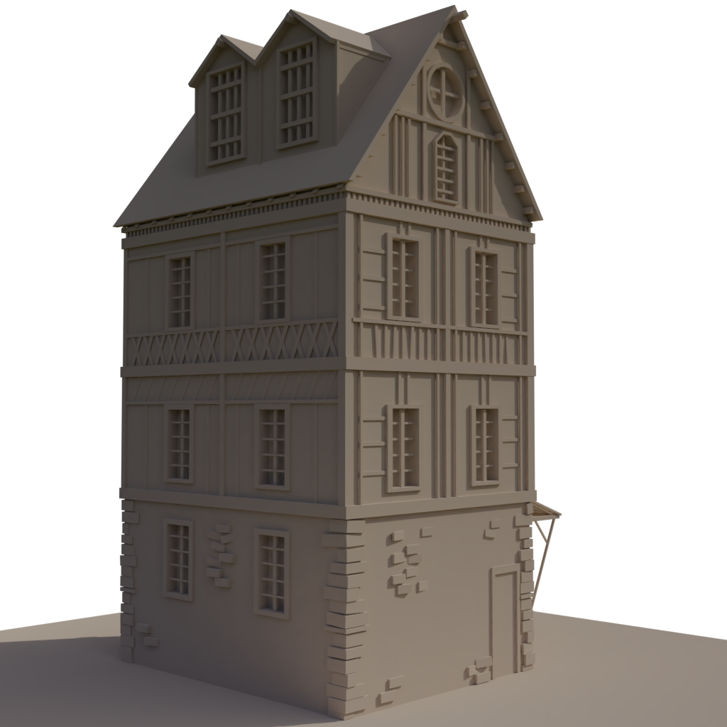 Medieval Timber Framed House3 D Model PNG