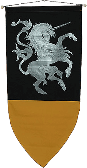 Medieval Unicorn Heraldry Banner PNG
