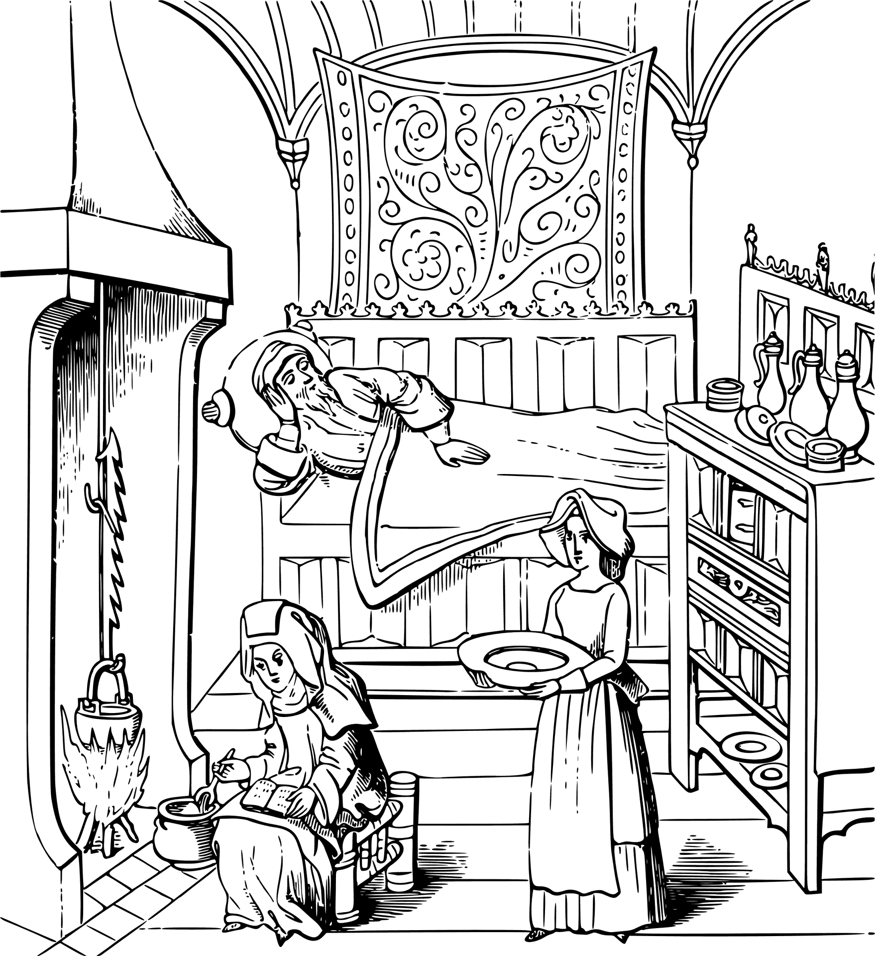 Medieval_ Sickroom_ Scene PNG