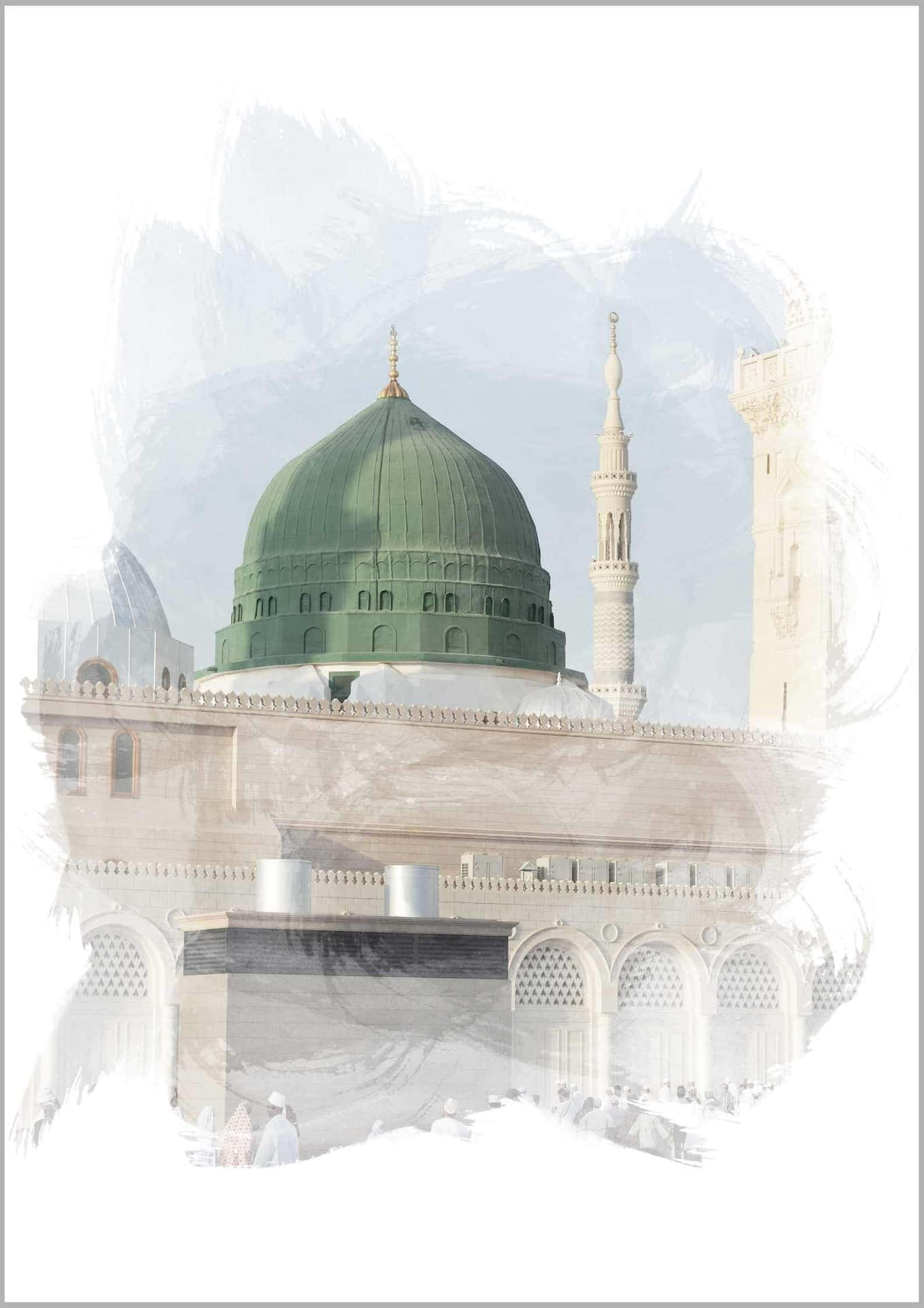 Unapintura De La Cúpula Verde De La Mezquita