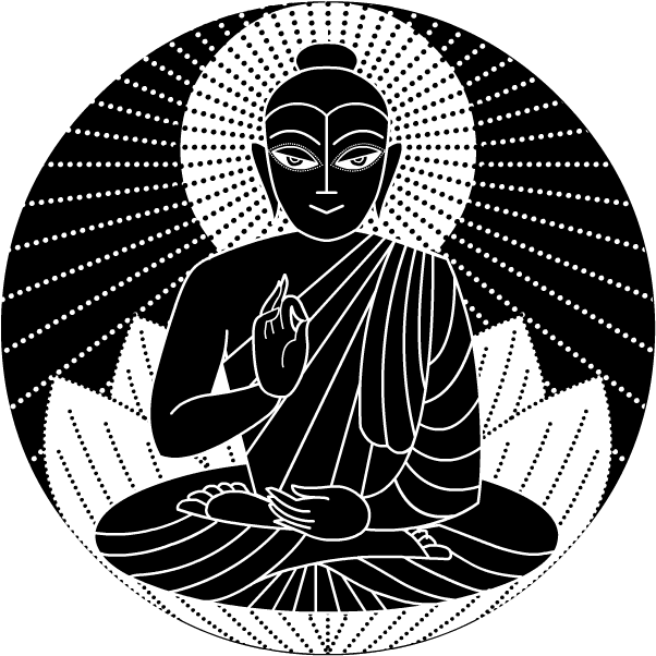 Meditating Buddha Blackand White Illustration PNG