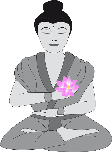 Meditating Figurewith Lotus Flower PNG