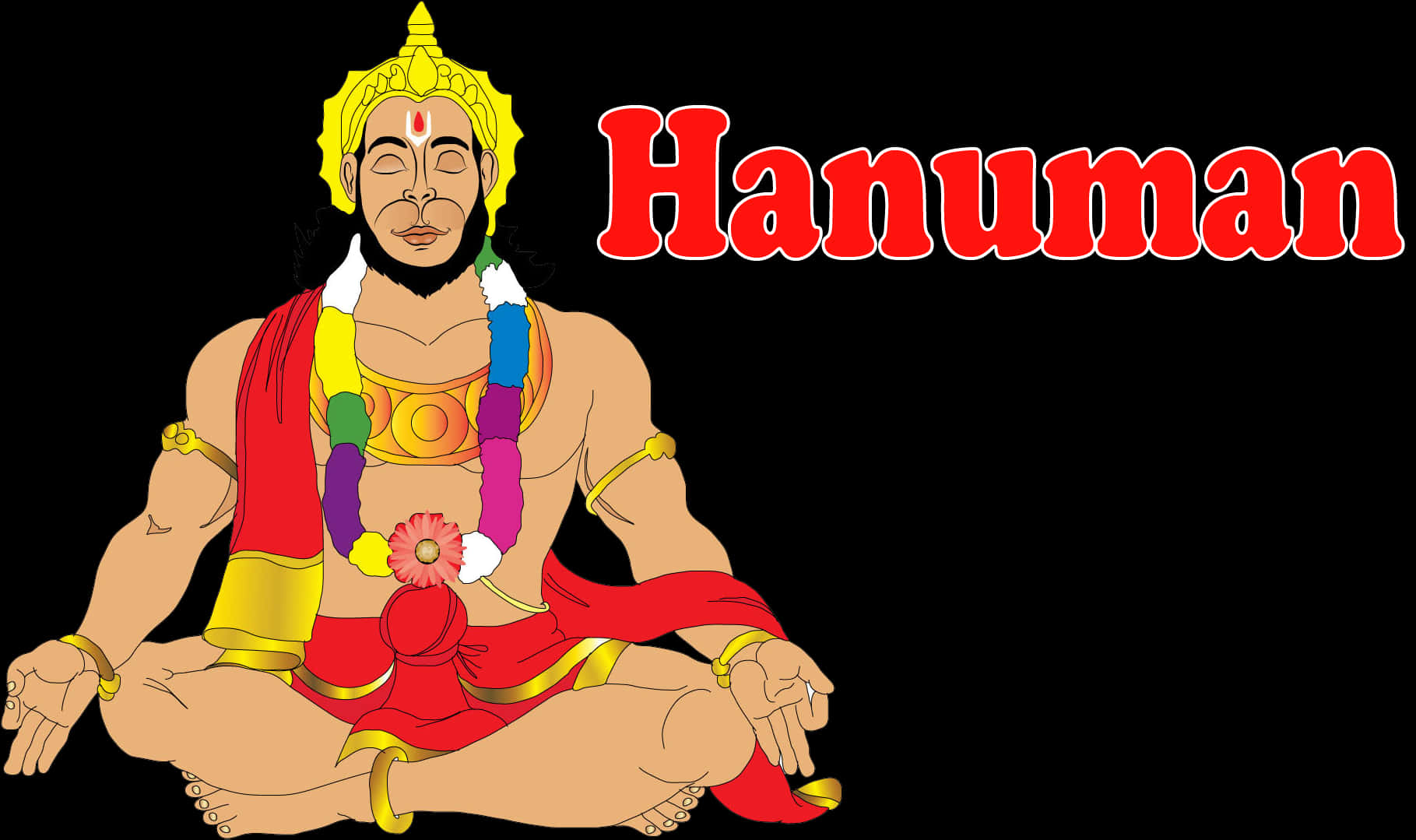 Meditating Hanuman Vector Art PNG