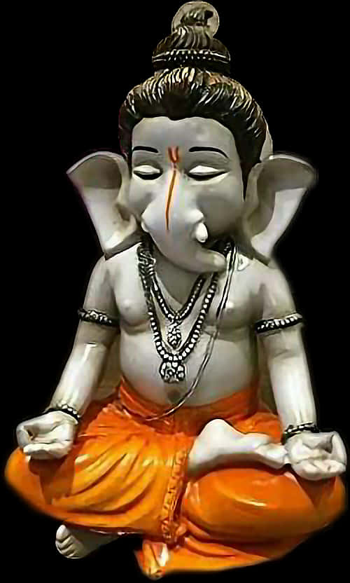 Meditating Lord Ganesh Statue PNG