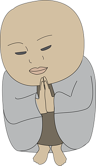 Meditating Monk Cartoon Illustration PNG