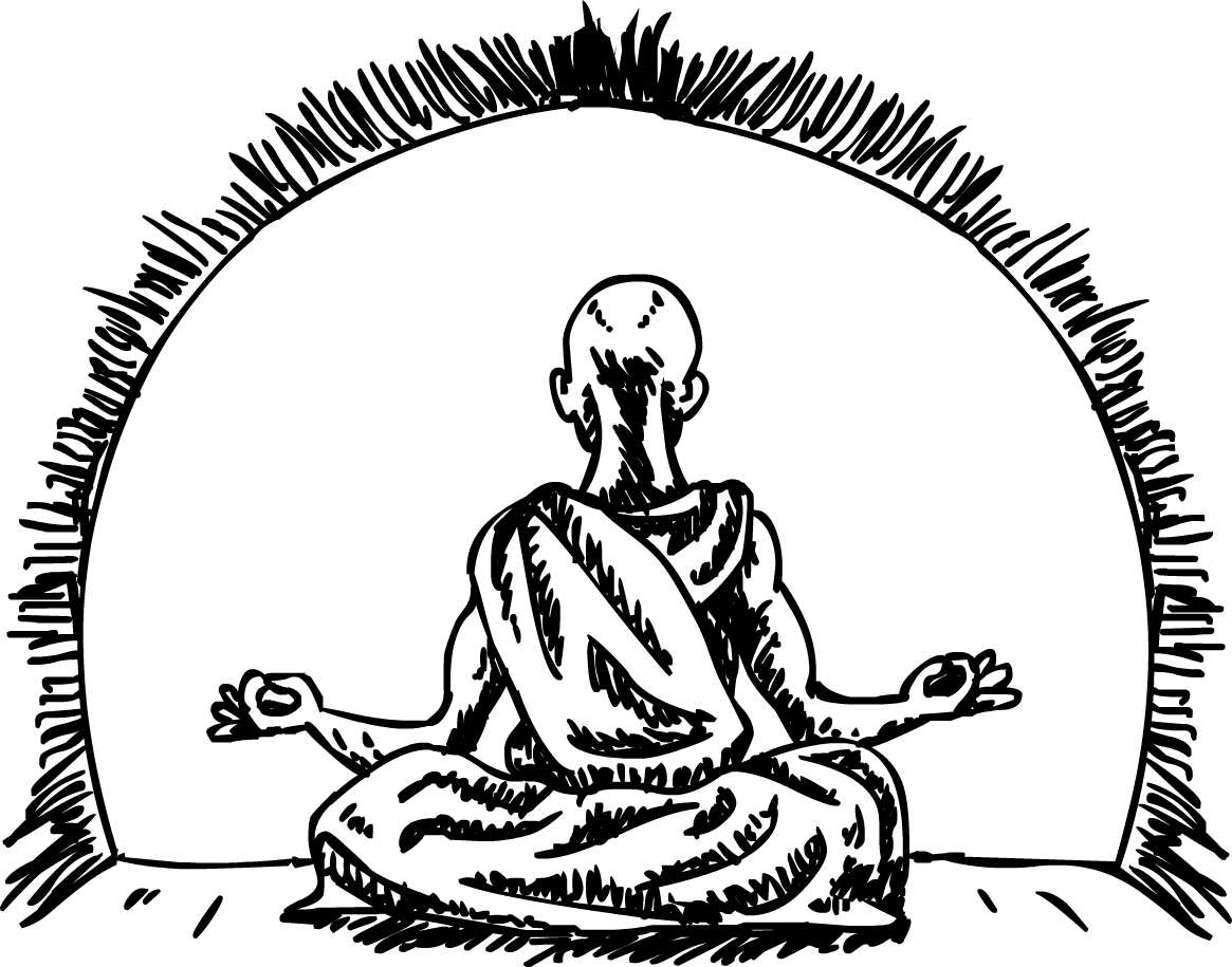 Meditating Monk Silhouette PNG