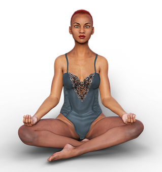 Meditating Woman Red Hair PNG