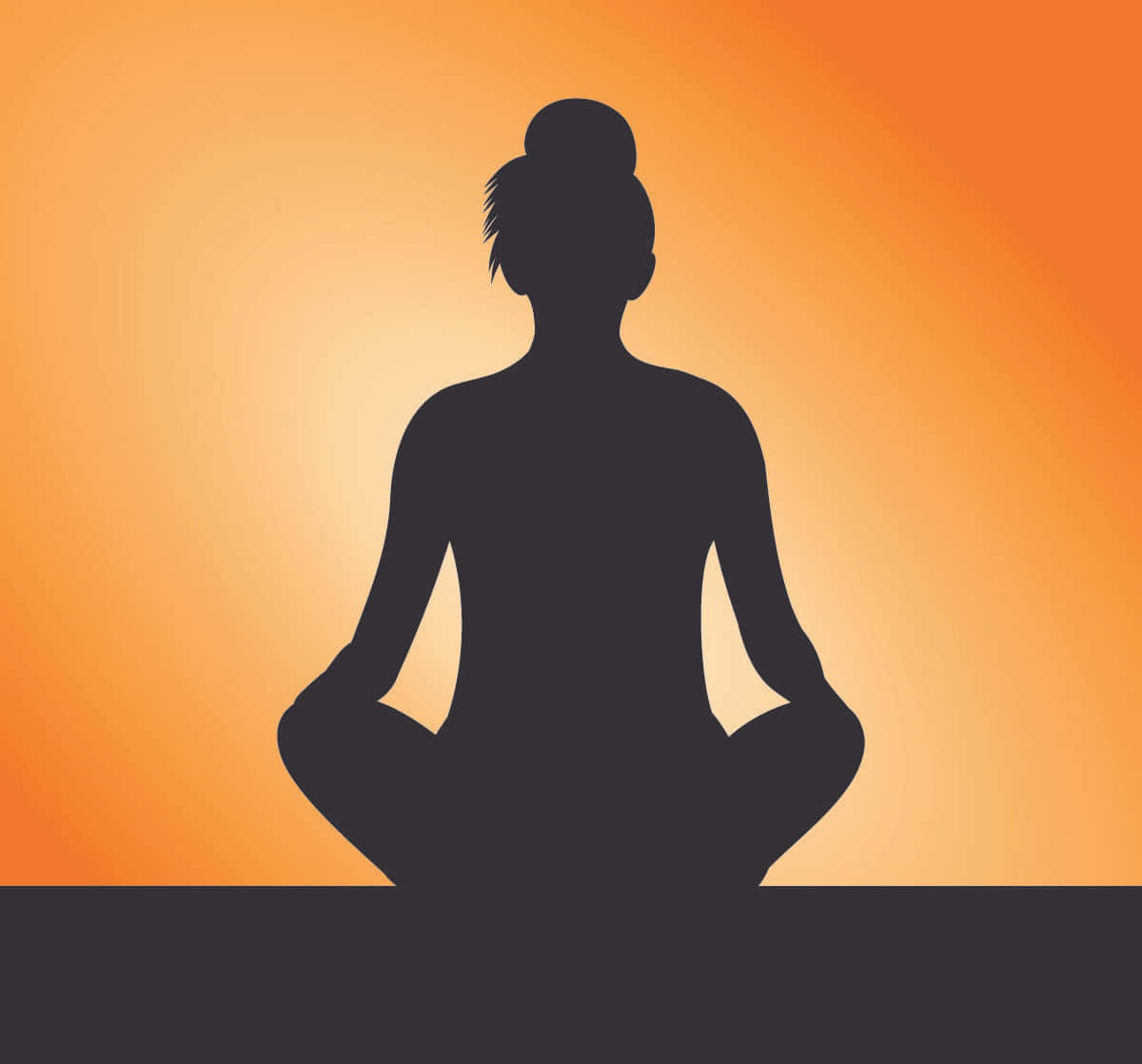 A Silhouette Of A Woman Meditating On An Orange Background