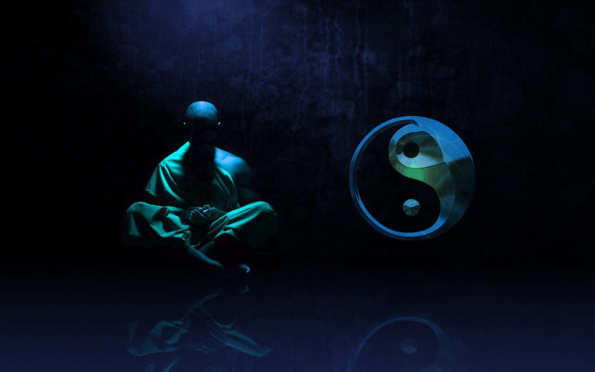 Imagende Un Monje Meditando Con Un Símbolo De Yin Yang Y Una Bola Brillante.