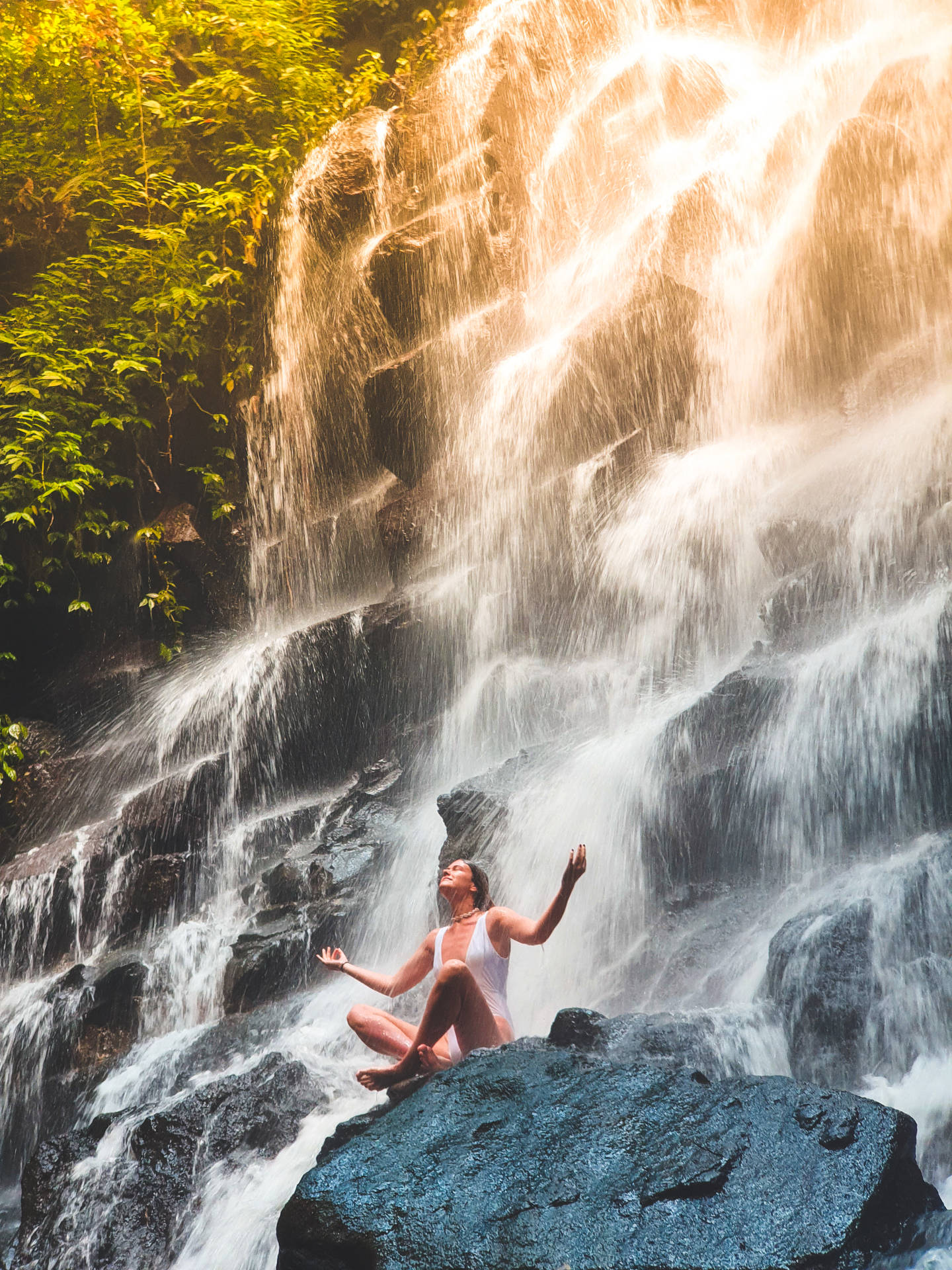 Meditation Through Waterfall Sound Wallpaper