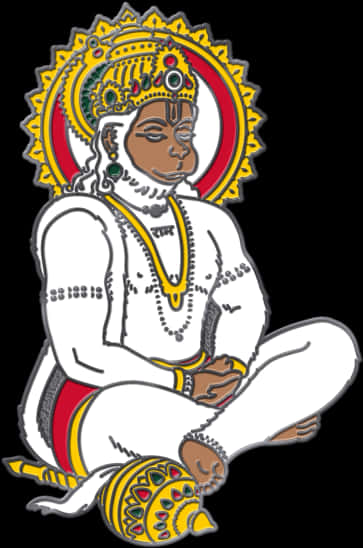 Meditative Hanuman Vector Art PNG