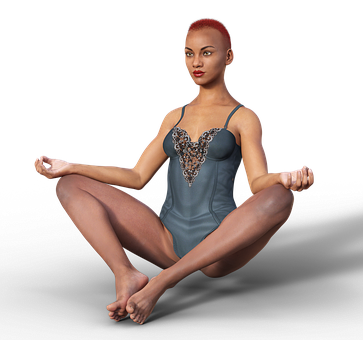 Meditative_ Pose_ Red_ Haired_ Woman PNG