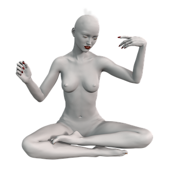 Meditative Statue Pose Woman PNG